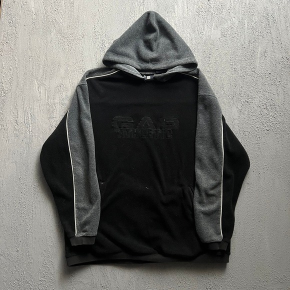 GAP Other - Vintage Gap Hoodie Mens Large Black 1990s Fleece Athletic Logo Pullover